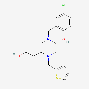 molecular formula C18H23ClN2O2S B6085091 4-chloro-2-{[3-(2-hydroxyethyl)-4-(2-thienylmethyl)-1-piperazinyl]methyl}phenol 