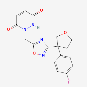 molecular formula C17H15FN4O4 B6085101 1-({3-[3-(4-fluorophenyl)tetrahydro-3-furanyl]-1,2,4-oxadiazol-5-yl}methyl)-1,2-dihydro-3,6-pyridazinedione 