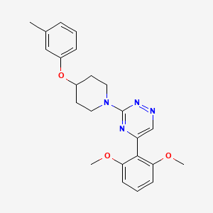 molecular formula C23H26N4O3 B6085137 5-(2,6-dimethoxyphenyl)-3-[4-(3-methylphenoxy)-1-piperidinyl]-1,2,4-triazine 