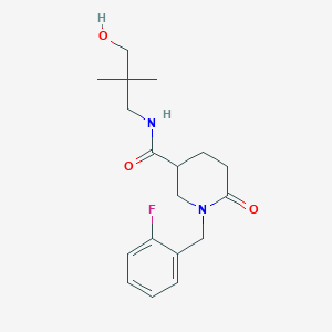 molecular formula C18H25FN2O3 B6085148 1-(2-fluorobenzyl)-N-(3-hydroxy-2,2-dimethylpropyl)-6-oxo-3-piperidinecarboxamide 