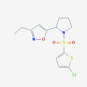 molecular formula C13H15ClN2O3S2 B6085149 5-{1-[(5-chloro-2-thienyl)sulfonyl]-2-pyrrolidinyl}-3-ethylisoxazole 