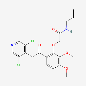 molecular formula C20H22Cl2N2O5 B608520 N-丙基-2-(2-((3,5-二氯-4-吡啶基)乙酰)-5,6-二甲氧基苯氧基)乙酰胺 CAS No. 1035572-38-3