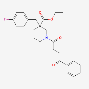 molecular formula C25H28FNO4 B6085234 ethyl 3-(4-fluorobenzyl)-1-(4-oxo-4-phenylbutanoyl)-3-piperidinecarboxylate 