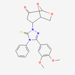 molecular formula C22H21N3O5S B6085243 2-[3-(3,4-dimethoxyphenyl)-4-phenyl-5-thioxo-4,5-dihydro-1H-1,2,4-triazol-1-yl]-6,8-dioxabicyclo[3.2.1]octan-4-one 