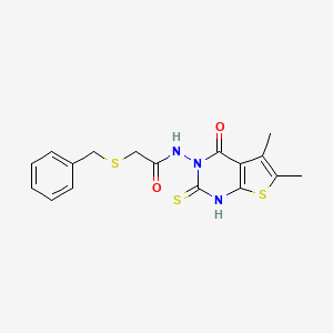 molecular formula C17H17N3O2S3 B6085251 2-(benzylthio)-N-(2-mercapto-5,6-dimethyl-4-oxothieno[2,3-d]pyrimidin-3(4H)-yl)acetamide 
