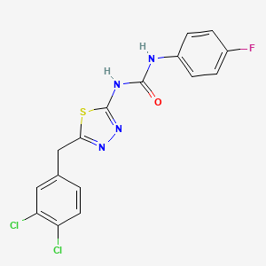 molecular formula C16H11Cl2FN4OS B6085262 N-[5-(3,4-dichlorobenzyl)-1,3,4-thiadiazol-2-yl]-N'-(4-fluorophenyl)urea 