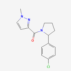 molecular formula C15H16ClN3O B6085283 3-{[2-(4-chlorophenyl)-1-pyrrolidinyl]carbonyl}-1-methyl-1H-pyrazole 