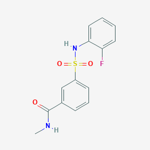 molecular formula C14H13FN2O3S B6085317 3-{[(2-fluorophenyl)amino]sulfonyl}-N-methylbenzamide 