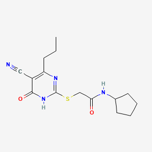 molecular formula C15H20N4O2S B6085324 2-[(5-cyano-6-oxo-4-propyl-1,6-dihydro-2-pyrimidinyl)thio]-N-cyclopentylacetamide 