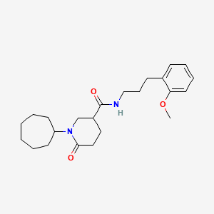 molecular formula C23H34N2O3 B6085329 1-cycloheptyl-N-[3-(2-methoxyphenyl)propyl]-6-oxo-3-piperidinecarboxamide 