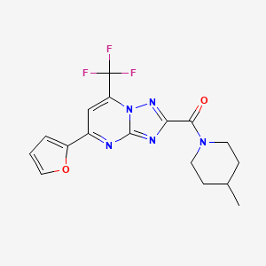 molecular formula C17H16F3N5O2 B6085345 5-(2-furyl)-2-[(4-methyl-1-piperidinyl)carbonyl]-7-(trifluoromethyl)[1,2,4]triazolo[1,5-a]pyrimidine 