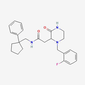molecular formula C25H30FN3O2 B6085373 2-[1-(2-fluorobenzyl)-3-oxo-2-piperazinyl]-N-[(1-phenylcyclopentyl)methyl]acetamide 