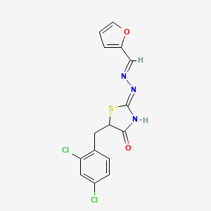 molecular formula C15H11Cl2N3O2S B6085380 2-furaldehyde [5-(2,4-dichlorobenzyl)-4-oxo-1,3-thiazolidin-2-ylidene]hydrazone 