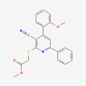 molecular formula C22H18N2O3S B6085415 methyl {[3-cyano-4-(2-methoxyphenyl)-6-phenyl-2-pyridinyl]thio}acetate 