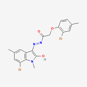 molecular formula C19H17Br2N3O3 B6085440 N'-(7-bromo-1,5-dimethyl-2-oxo-1,2-dihydro-3H-indol-3-ylidene)-2-(2-bromo-4-methylphenoxy)acetohydrazide 