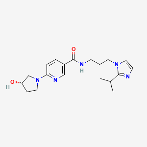 molecular formula C19H27N5O2 B6085468 6-[(3S)-3-hydroxy-1-pyrrolidinyl]-N-[3-(2-isopropyl-1H-imidazol-1-yl)propyl]nicotinamide 