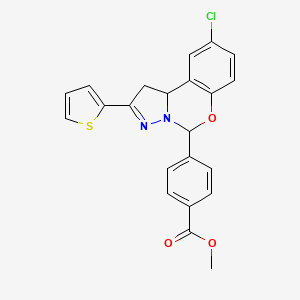 molecular formula C22H17ClN2O3S B6085492 methyl 4-[9-chloro-2-(2-thienyl)-1,10b-dihydropyrazolo[1,5-c][1,3]benzoxazin-5-yl]benzoate 