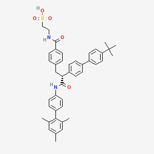 molecular formula C43H46N2O5S B608553 乙磺酸，2-((4-((2R)-2-(4'-(1,1-二甲基乙基)(1,1'-联苯)-4-基)-3-氧代-3-((2',4',6'-三甲基(1,1'-联苯)-4-基)氨基)丙基)苯甲酰)氨基)- CAS No. 1207989-09-0