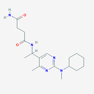 molecular formula C18H29N5O2 B6085548 N-(1-{2-[cyclohexyl(methyl)amino]-4-methyl-5-pyrimidinyl}ethyl)succinamide 