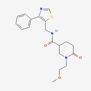 molecular formula C19H23N3O3S B6085563 1-(2-methoxyethyl)-6-oxo-N-[(4-phenyl-1,3-thiazol-5-yl)methyl]-3-piperidinecarboxamide 