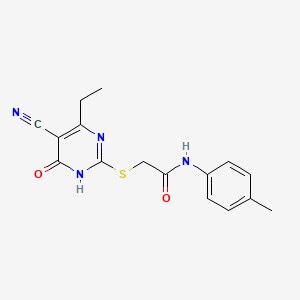 molecular formula C16H16N4O2S B6085574 2-[(5-cyano-4-ethyl-6-oxo-1,6-dihydro-2-pyrimidinyl)thio]-N-(4-methylphenyl)acetamide 