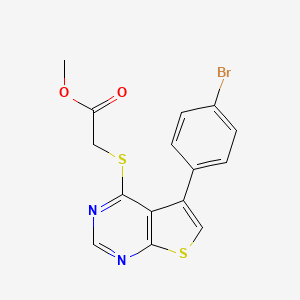 molecular formula C15H11BrN2O2S2 B6085603 methyl {[5-(4-bromophenyl)thieno[2,3-d]pyrimidin-4-yl]thio}acetate 