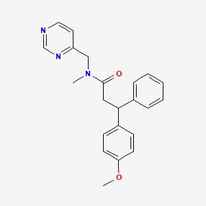 molecular formula C22H23N3O2 B6085612 3-(4-methoxyphenyl)-N-methyl-3-phenyl-N-(4-pyrimidinylmethyl)propanamide 
