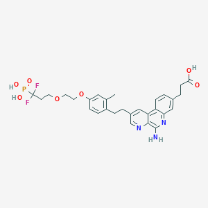 molecular formula C29H32F2N3O7P B608562 3-(5-氨基-2-(4-(2-(3,3-二氟-3-膦酸丙氧基)乙氧基)-2-甲基苯乙基)苯并[f][1,7]萘啶-8-基)丙酸 CAS No. 1258595-14-0