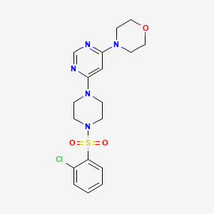 molecular formula C18H22ClN5O3S B6085630 4-(6-{4-[(2-chlorophenyl)sulfonyl]-1-piperazinyl}-4-pyrimidinyl)morpholine 