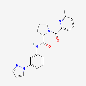 molecular formula C21H21N5O2 B6085631 1-[(6-methyl-2-pyridinyl)carbonyl]-N-[3-(1H-pyrazol-1-yl)phenyl]prolinamide 