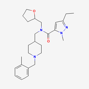 molecular formula C26H38N4O2 B6085636 3-ethyl-1-methyl-N-{[1-(2-methylbenzyl)-4-piperidinyl]methyl}-N-(tetrahydro-2-furanylmethyl)-1H-pyrazole-5-carboxamide 