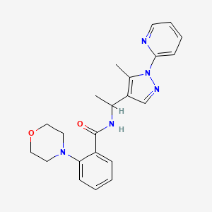 molecular formula C22H25N5O2 B6085637 N-{1-[5-methyl-1-(2-pyridinyl)-1H-pyrazol-4-yl]ethyl}-2-(4-morpholinyl)benzamide 