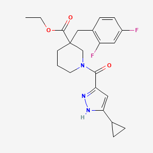 molecular formula C22H25F2N3O3 B6085668 ethyl 1-[(3-cyclopropyl-1H-pyrazol-5-yl)carbonyl]-3-(2,4-difluorobenzyl)-3-piperidinecarboxylate 