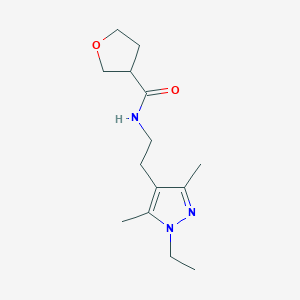 molecular formula C14H23N3O2 B6085745 N-[2-(1-ethyl-3,5-dimethyl-1H-pyrazol-4-yl)ethyl]tetrahydro-3-furancarboxamide trifluoroacetate 