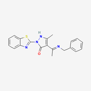 molecular formula C20H18N4OS B6085753 2-(1,3-benzothiazol-2-yl)-4-[1-(benzylamino)ethylidene]-5-methyl-2,4-dihydro-3H-pyrazol-3-one 