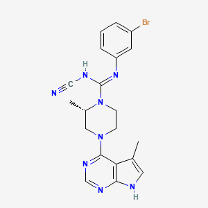 molecular formula C20H21BrN8 B608578 (S)-N-(3-溴苯基)-N'-氰基-2-甲基-4-(5-甲基-7H-吡咯并[2,3-d]嘧啶-4-基)哌嗪-1-甲酰亚胺酰胺 CAS No. 1116571-01-7