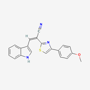 molecular formula C21H15N3OS B6085800 3-(1H-indol-3-yl)-2-[4-(4-methoxyphenyl)-1,3-thiazol-2-yl]acrylonitrile 