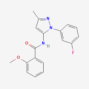 molecular formula C18H16FN3O2 B6085841 N-[1-(3-fluorophenyl)-3-methyl-1H-pyrazol-5-yl]-2-methoxybenzamide 