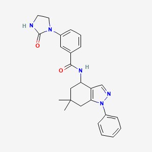 N-(6,6-dimethyl-1-phenyl-4,5,6,7-tetrahydro-1H-indazol-4-yl)-3-(2-oxo-1-imidazolidinyl)benzamide
