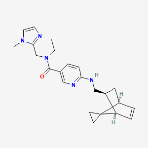 molecular formula C23H29N5O B6085930 N-ethyl-N-[(1-methyl-1H-imidazol-2-yl)methyl]-6-{[(1R*,2S*,4S*)-spiro[bicyclo[2.2.1]heptane-7,1'-cyclopropane]-5-en-2-ylmethyl]amino}nicotinamide 