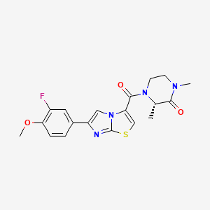 molecular formula C19H19FN4O3S B6085950 (3S)-4-{[6-(3-fluoro-4-methoxyphenyl)imidazo[2,1-b][1,3]thiazol-3-yl]carbonyl}-1,3-dimethyl-2-piperazinone 