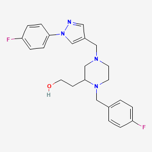 molecular formula C23H26F2N4O B6085967 2-(1-(4-fluorobenzyl)-4-{[1-(4-fluorophenyl)-1H-pyrazol-4-yl]methyl}-2-piperazinyl)ethanol 