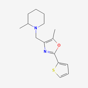 molecular formula C15H20N2OS B6085985 2-methyl-1-{[5-methyl-2-(2-thienyl)-1,3-oxazol-4-yl]methyl}piperidine 