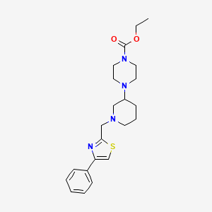 molecular formula C22H30N4O2S B6086015 ethyl 4-{1-[(4-phenyl-1,3-thiazol-2-yl)methyl]-3-piperidinyl}-1-piperazinecarboxylate 