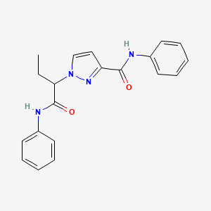 molecular formula C20H20N4O2 B6086044 1-[1-(anilinocarbonyl)propyl]-N-phenyl-1H-pyrazole-3-carboxamide 
