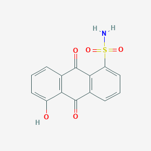 molecular formula C14H9NO5S B608606 5-Hydroxy-9,10-dioxo-9,10-dihydroanthracene-1-sulfonamide CAS No. 1260247-42-4