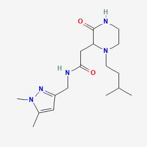 molecular formula C17H29N5O2 B6086064 N-[(1,5-dimethyl-1H-pyrazol-3-yl)methyl]-2-[1-(3-methylbutyl)-3-oxo-2-piperazinyl]acetamide 
