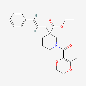 ethyl 1-[(3-methyl-5,6-dihydro-1,4-dioxin-2-yl)carbonyl]-3-[(2E)-3-phenyl-2-propen-1-yl]-3-piperidinecarboxylate