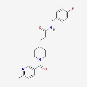 molecular formula C22H26FN3O2 B6086240 N-(4-fluorobenzyl)-3-{1-[(6-methyl-3-pyridinyl)carbonyl]-4-piperidinyl}propanamide 