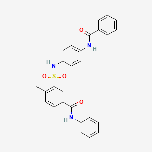 molecular formula C27H23N3O4S B6086251 3-({[4-(benzoylamino)phenyl]amino}sulfonyl)-4-methyl-N-phenylbenzamide 